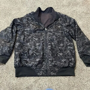 Nike Vintage Black Graphic Reversible Bomber Jacket Large Windbreaker Chore Coat